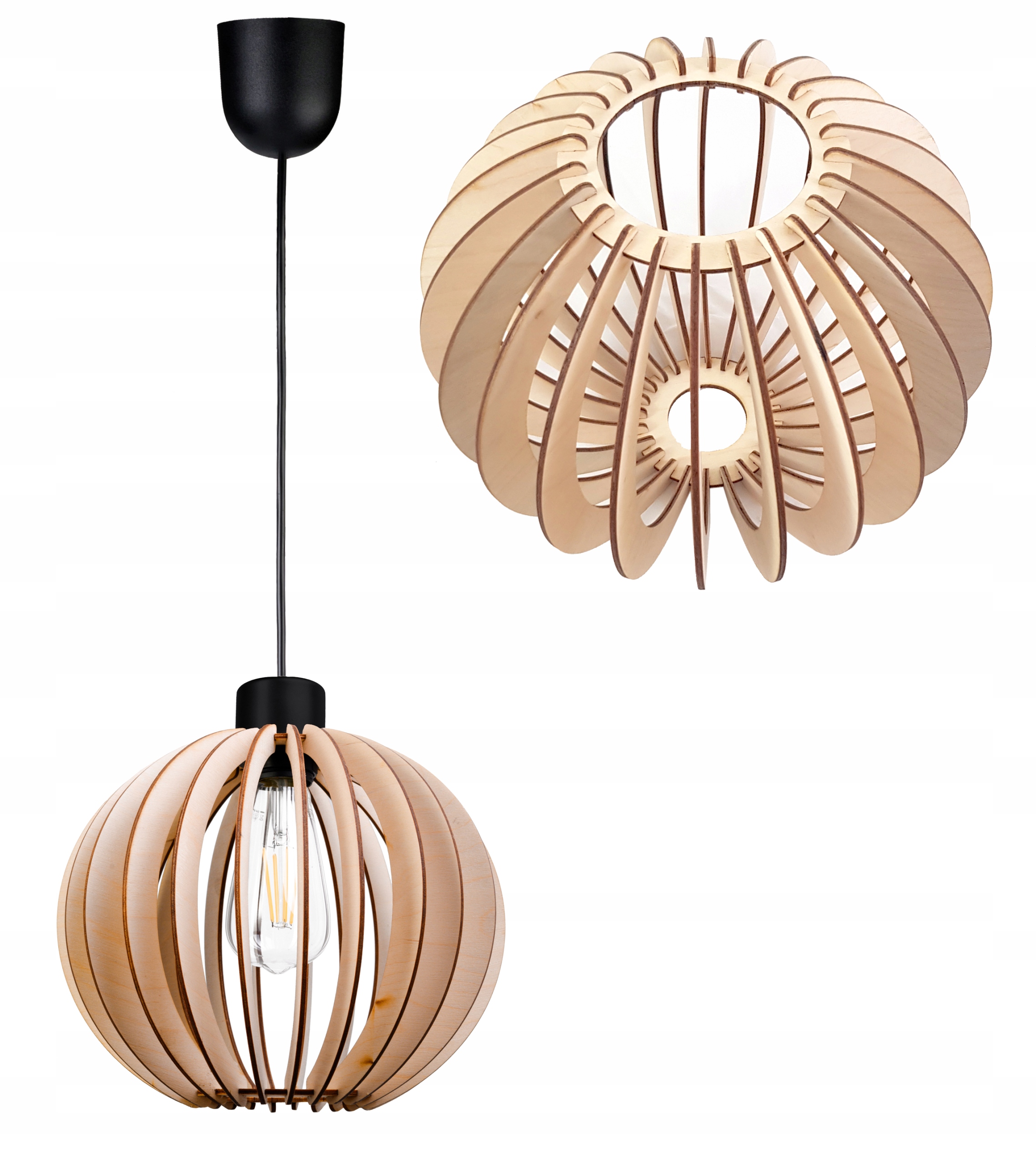 

Lampa Wisząca Zwis żyrandol sufiowa Kula Drewno