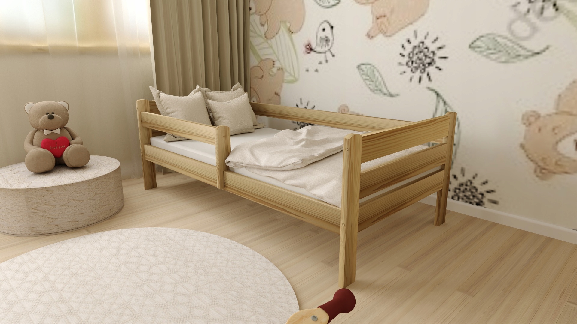 ŁÓŻKO DZIECIĘCE EDI 80X180 SOSNA + MATERAC STELAŻ GRATIS Kod producenta EDIM