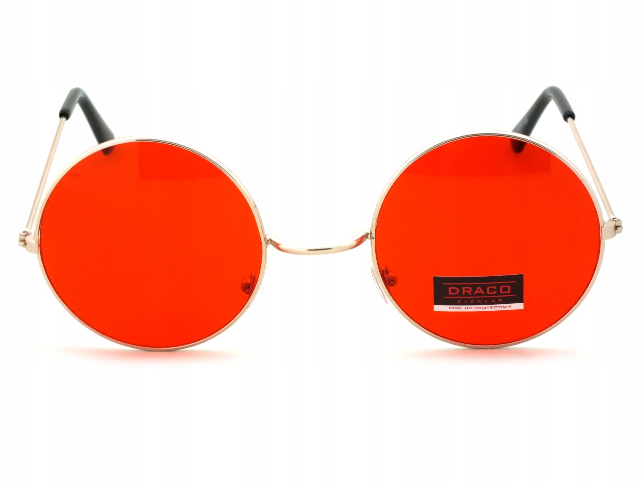 Okulary Przeciwsłoneczne Czerwone Lenonki Okrągłe Marka Draco