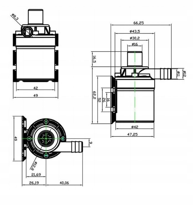 Pompa pompka do wody cieczy Arduino 800l/h 12V 800 Moc 19 W