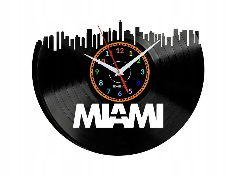 Miami Dekorativní Nástěnné Hodiny Moderní Vinylová Deska Jako Dárek