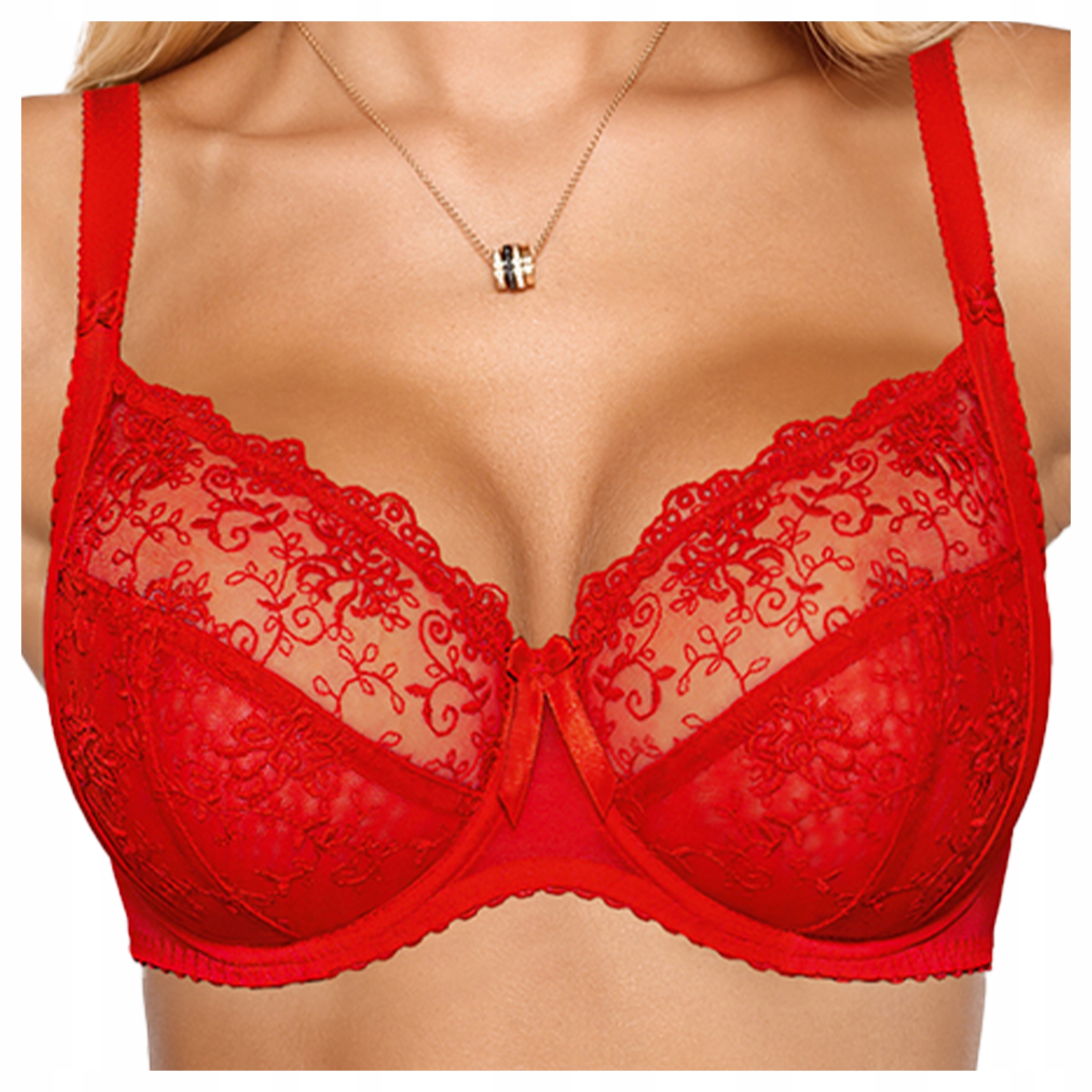 Dámská měkká podprsenka s kosticemi pro velké poprsí Cynthia červená