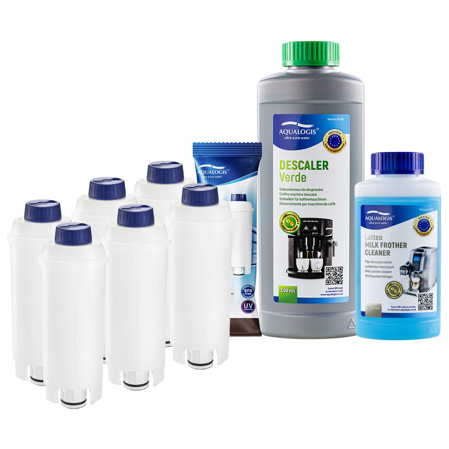 6x Filtr do kávovaru Delonghi AL-S002 Odvápňovač 500 ml Tekutina 250 ml