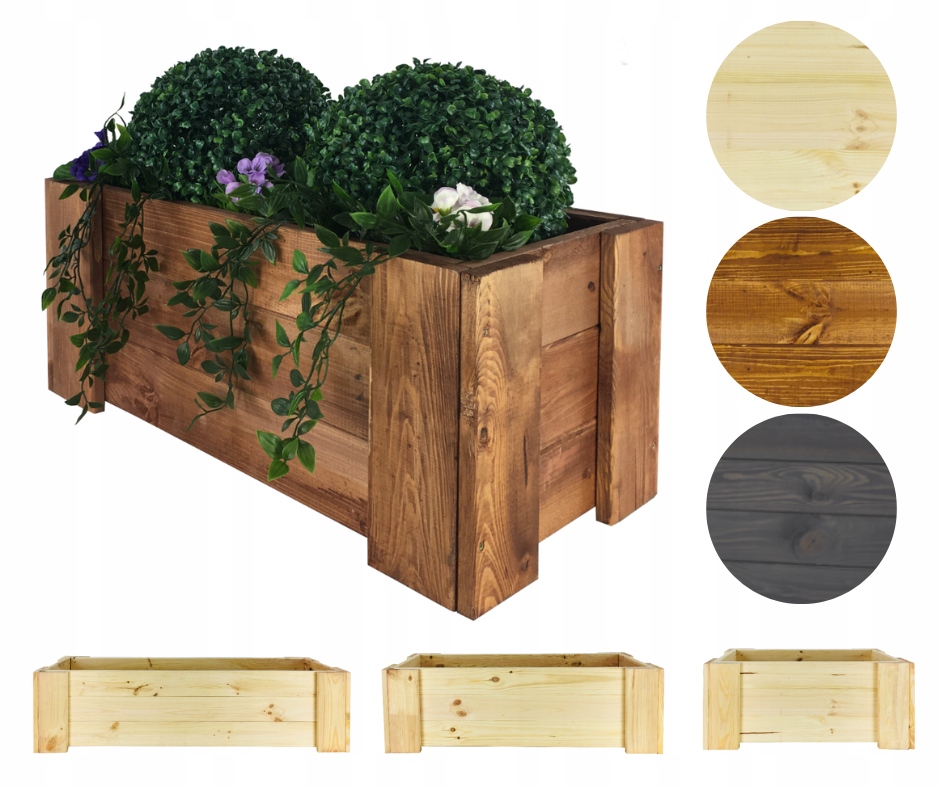 Dřevěná balkonová truhla zahradní květináč bylinkový záhon obal 30x60x30 cm Eko