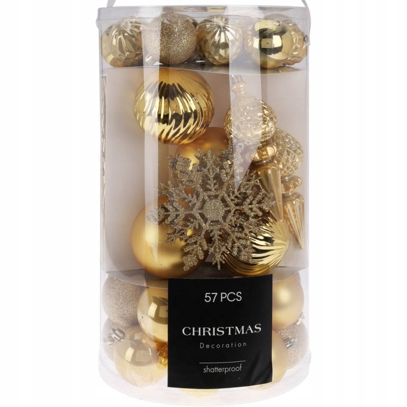 Sada 57 vánočních ozdob na vánoční stromek, zlaté
