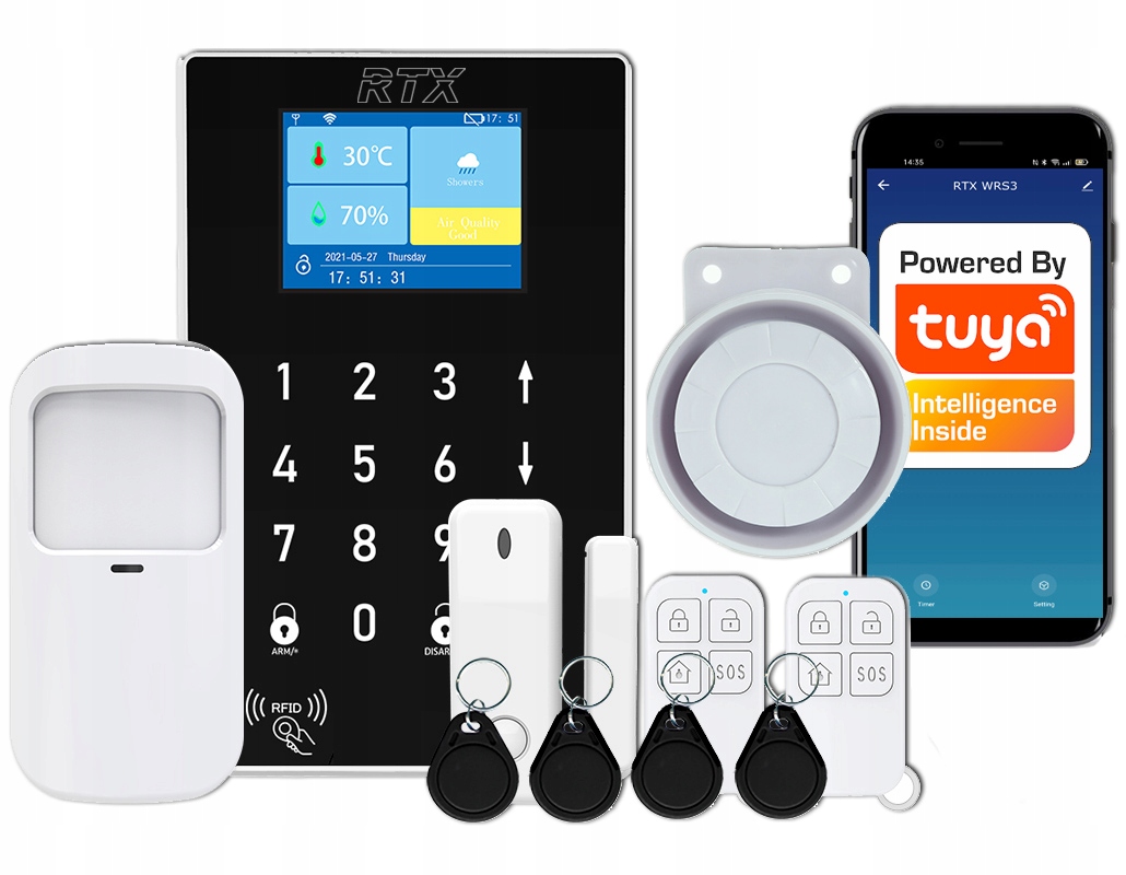 Bezdrôtový alarm snímača Tuya WiFi Rfid Gsm Pl