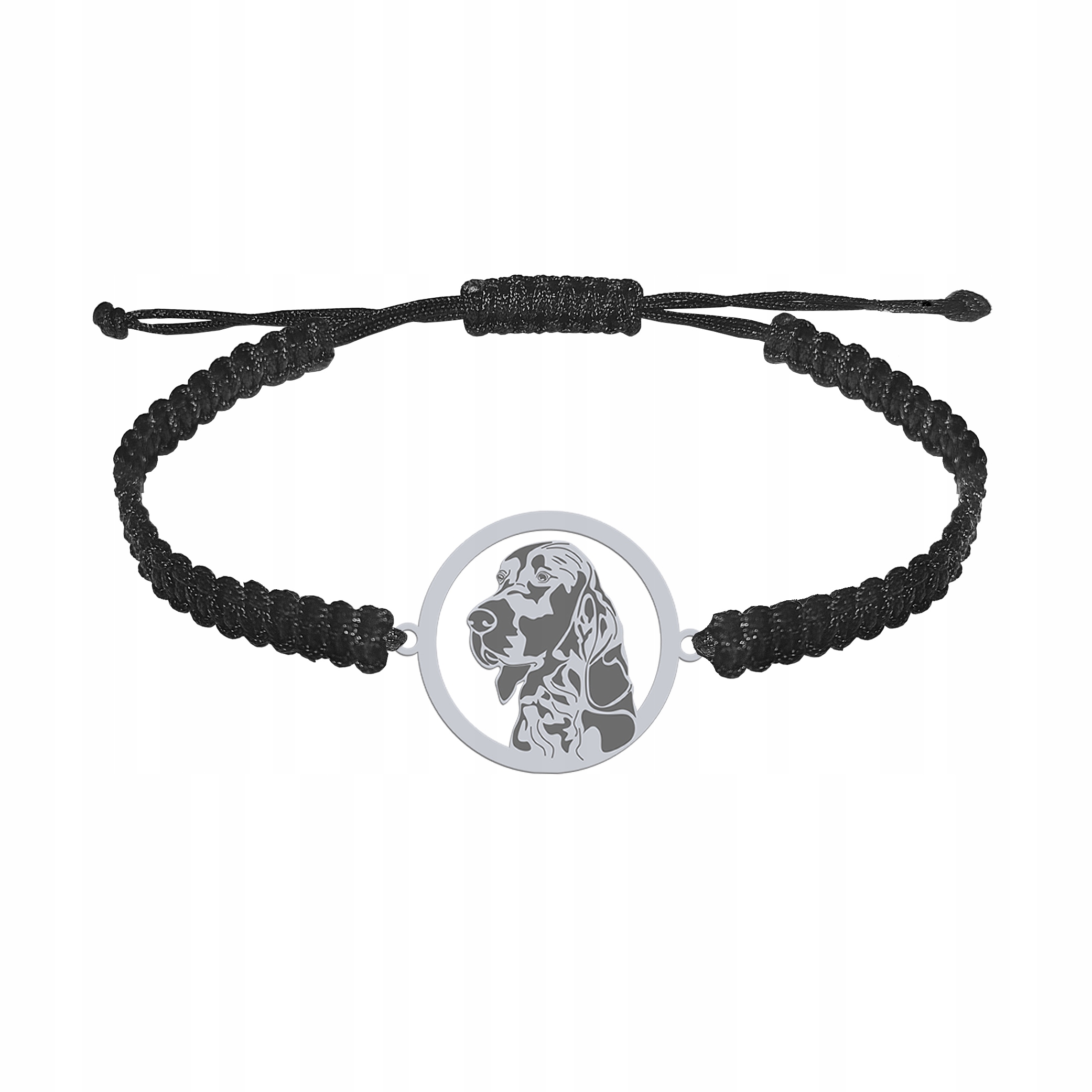 Stříbrný náramek s irským červeným setem psa 925 Makramé Gravírování Bonus