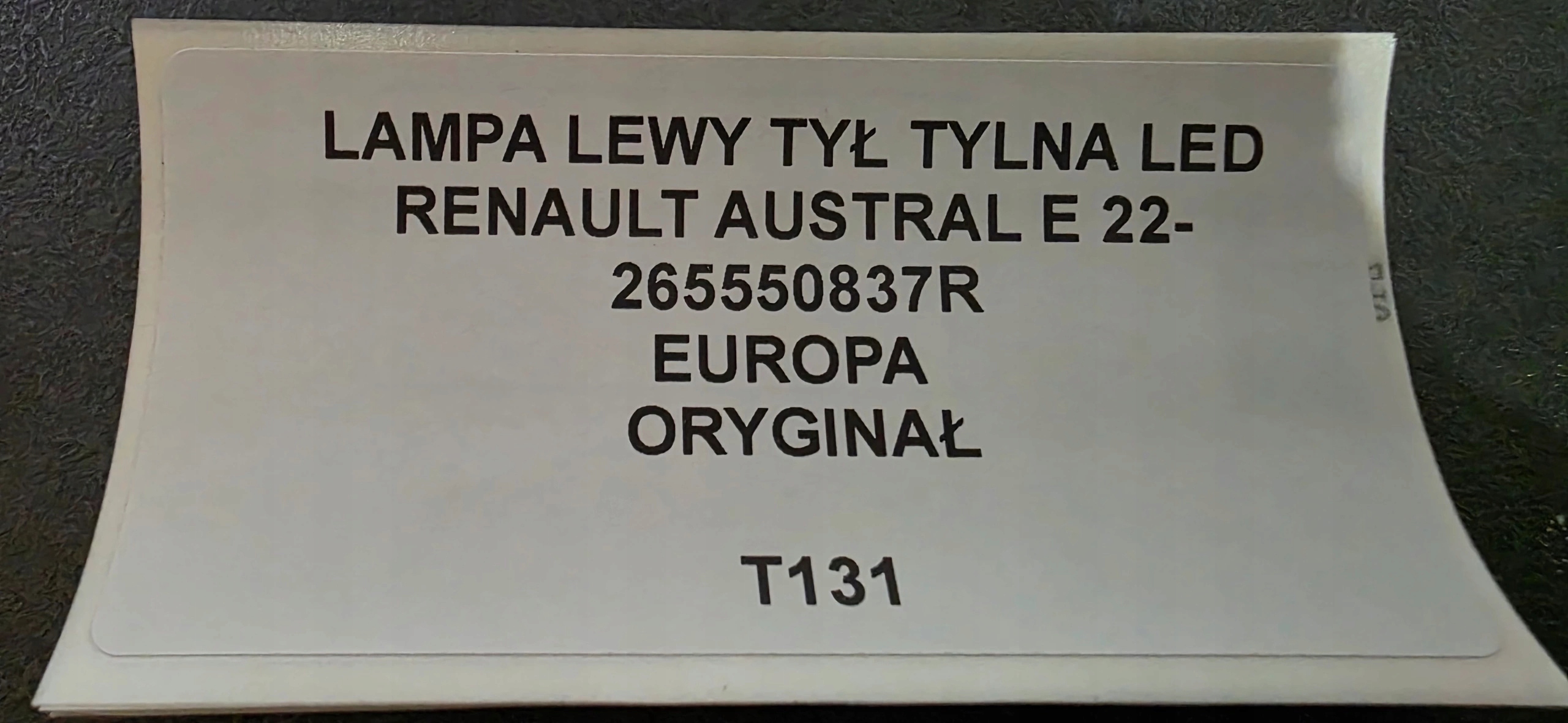 light left rear part rear LED RENAULT AUSTRAL E 22- original EUROPA 265550837R