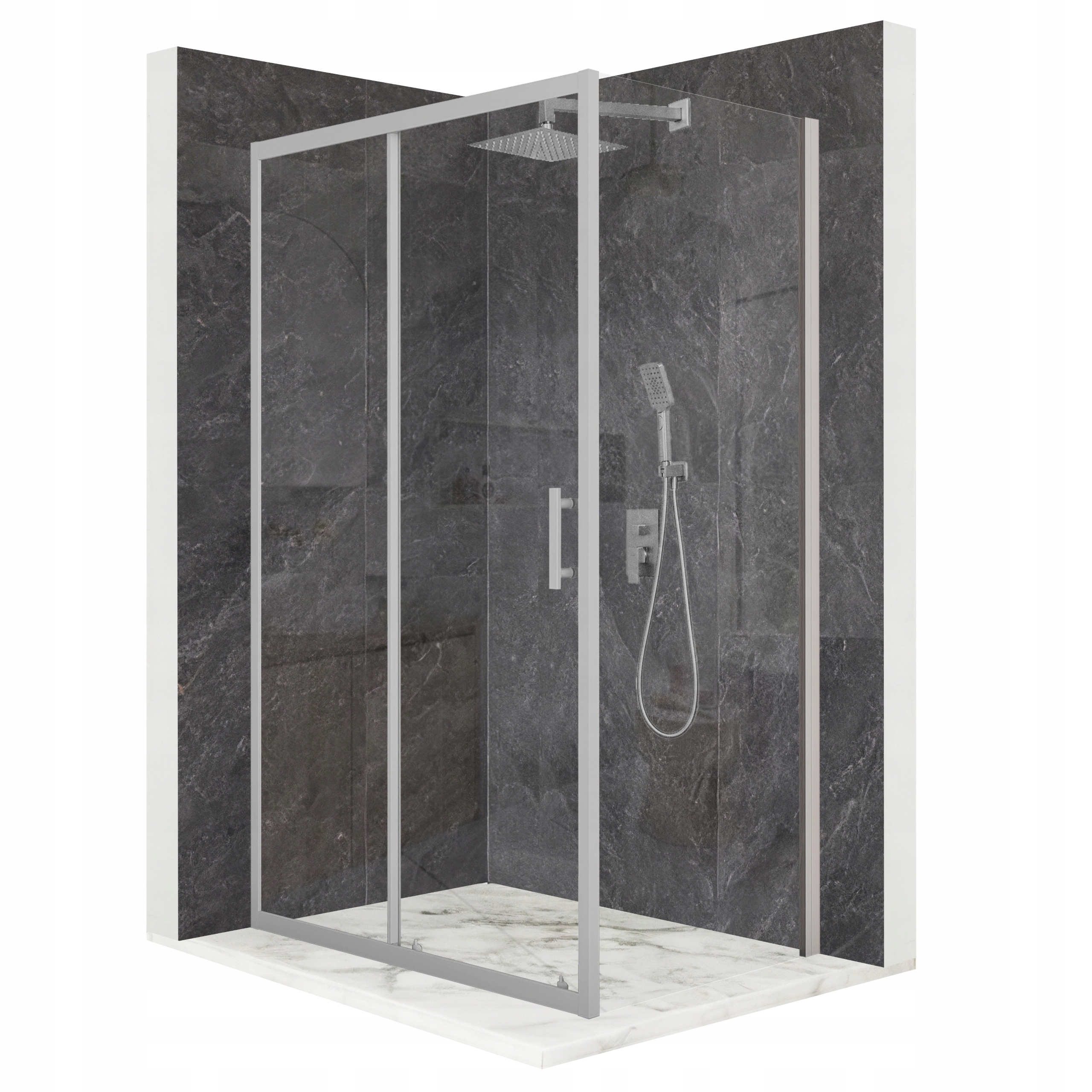Kabina prysznicowa 120x80cm drzwi przesuwne chrom szkło Esg 6mm powłoka