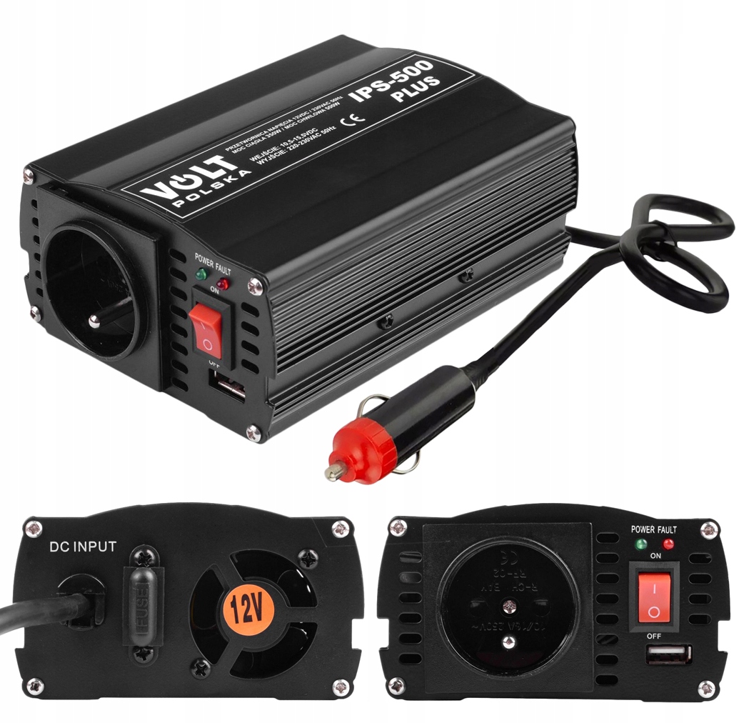 

Przetwornica Samochodowa 12V 230V 350/500W Usb