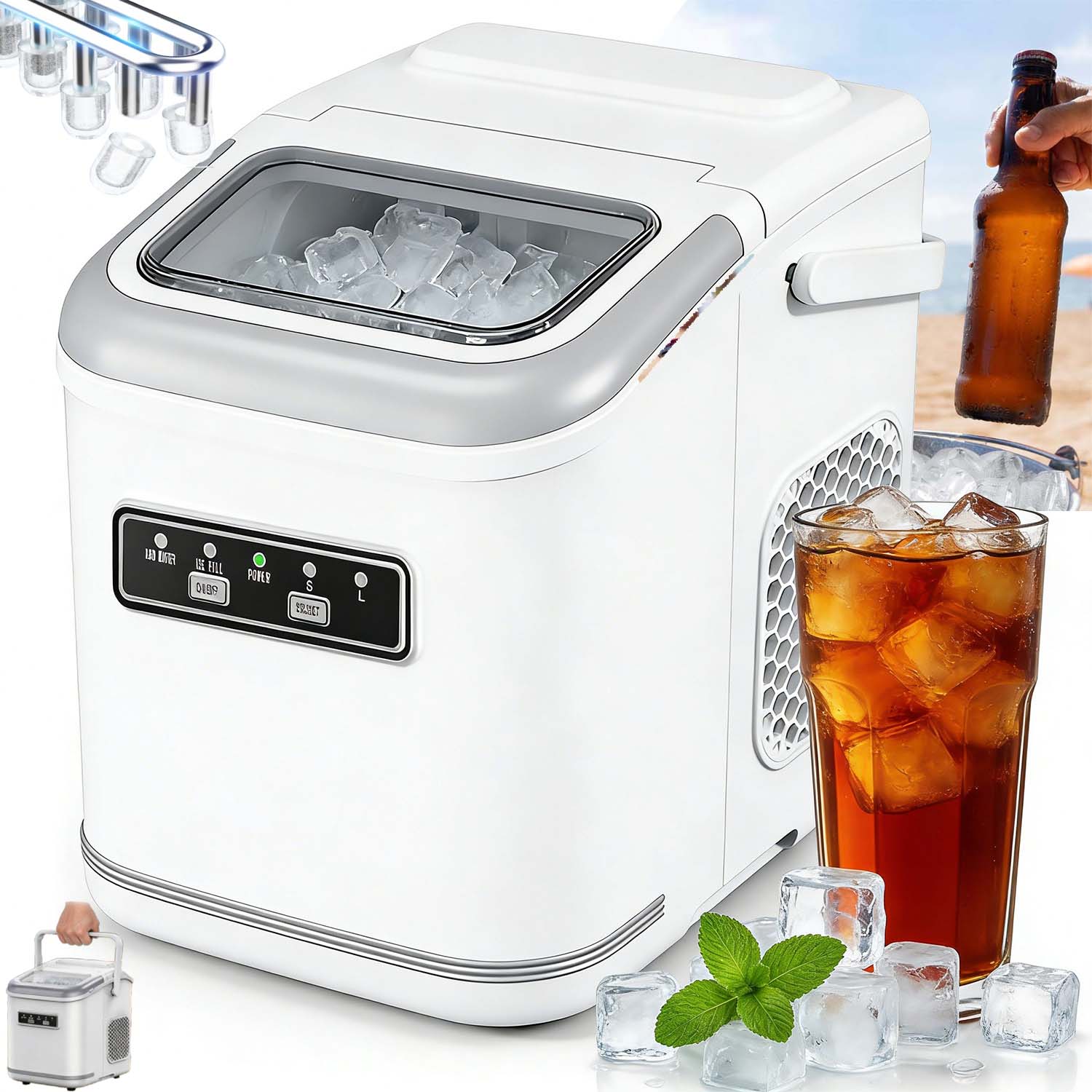Výrobník Ledu Domácí Stroj Na Kostky 12 Kg 90 W Expresní Led Tichý