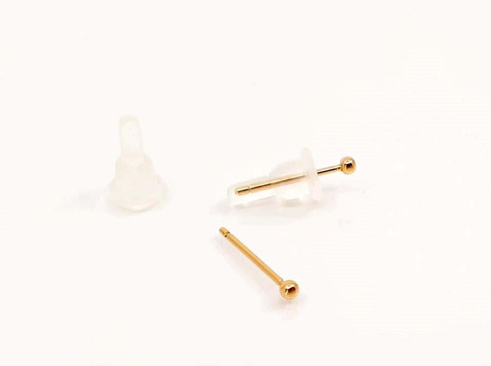 

124k Złote Kolczyki sztyft kulka 2mm kulki Stal