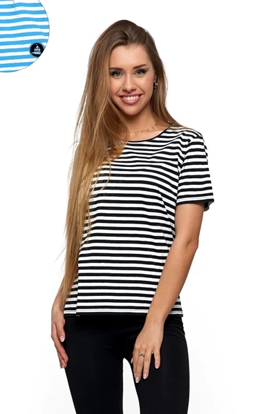 

Koszulka T-shirt damski paski biało-czarna M
