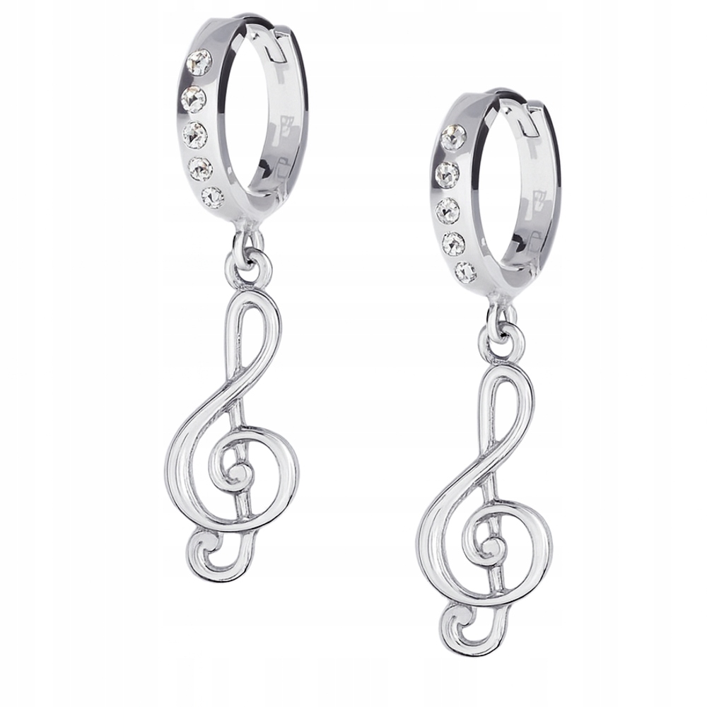 Stříbrné náušnice pouta Nutka Violinový klíč pro hudebníka Stříbro 925