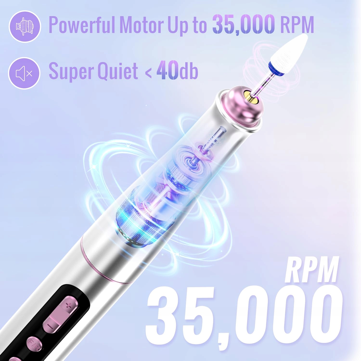 DENABUTY 13w1 Bezprzewodowa Frezarka 35000 obr/min Manicure Pedicure — miniatura 3