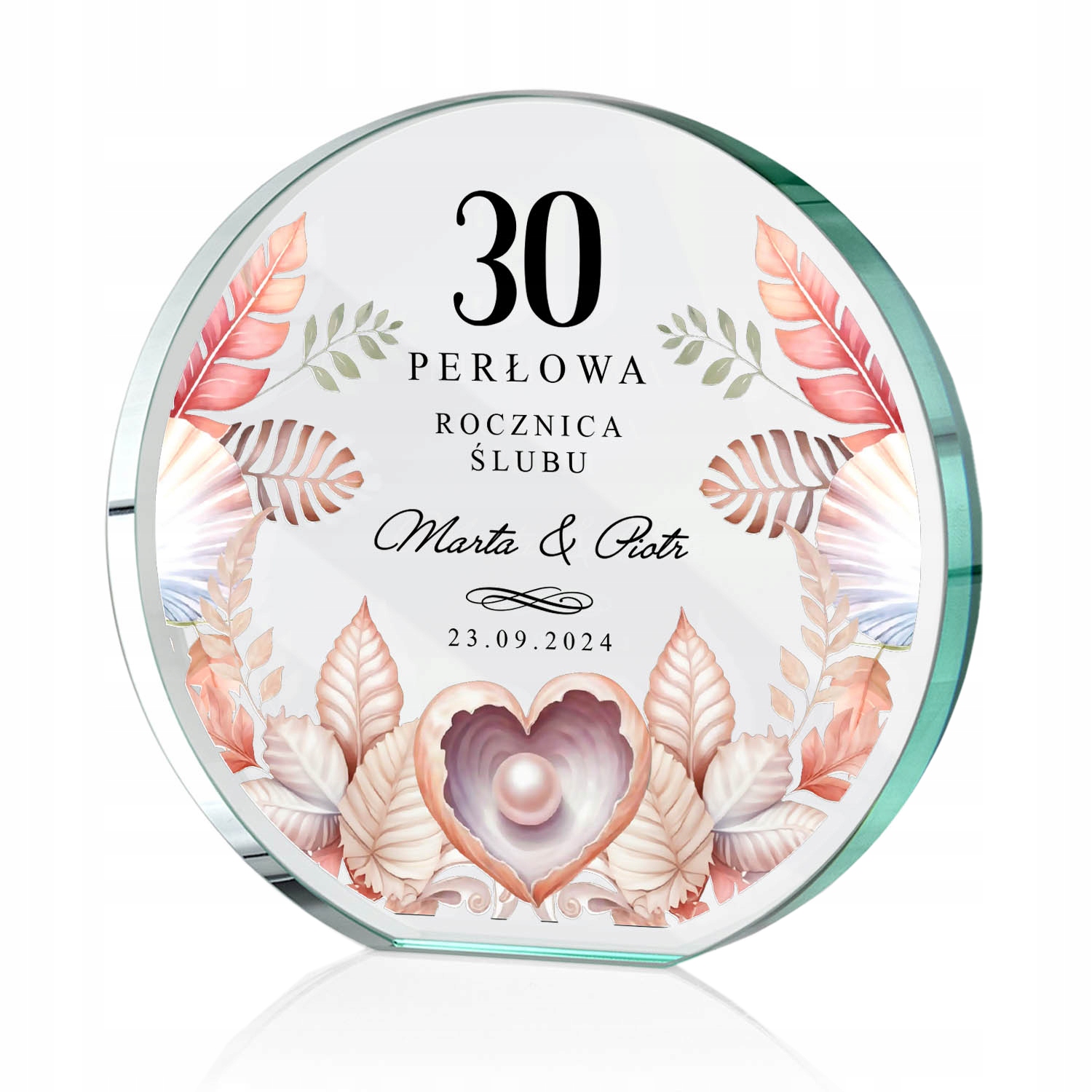 na 30 Rocznicę Ślubu Jubileusz Rodziców Statuetka Szklana Nadruk