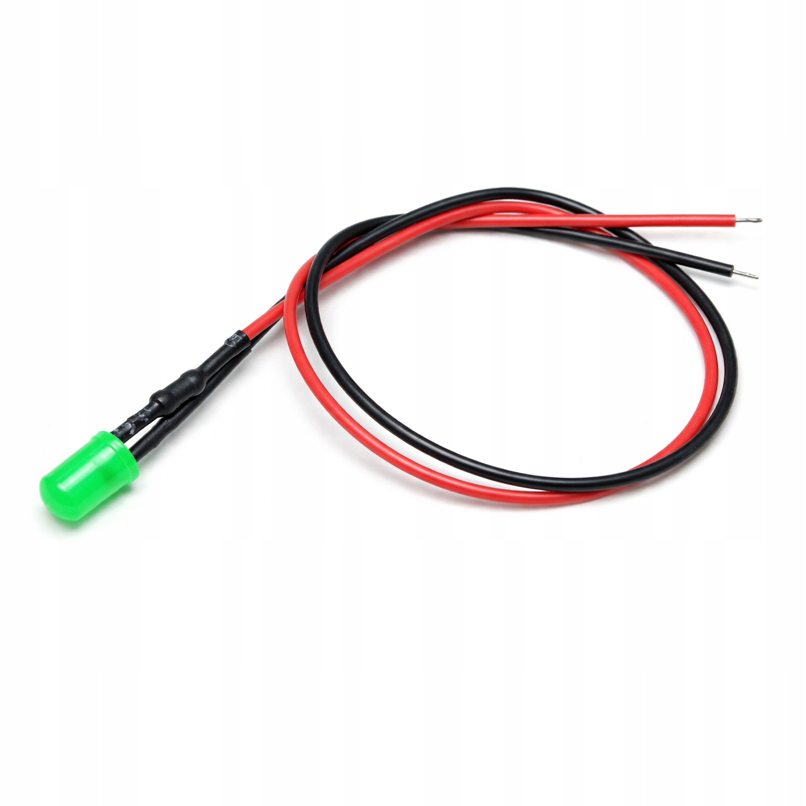 DIODA KONTROLKA LED 5mm 12V ZIELONA Z PRZEWODEM 20cm
