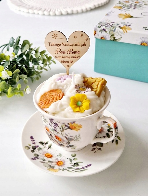 Sójová svíčka s gravírováním v Šálku dárek Svátky Mikuláš svatba narozeniny