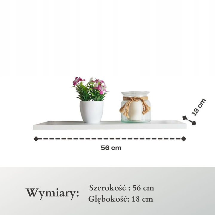 Półka ścienna samowisząca 2 szt Biel Alpejska Wysokość mebla 1.8 cm