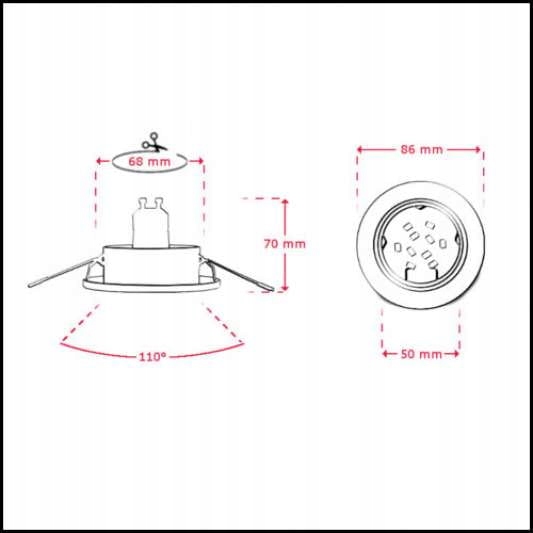 OPRAWKA WPUSTOWA - OCZKO - SATYNA - GU10 - UCHYLNA Liczba punktów światła 1