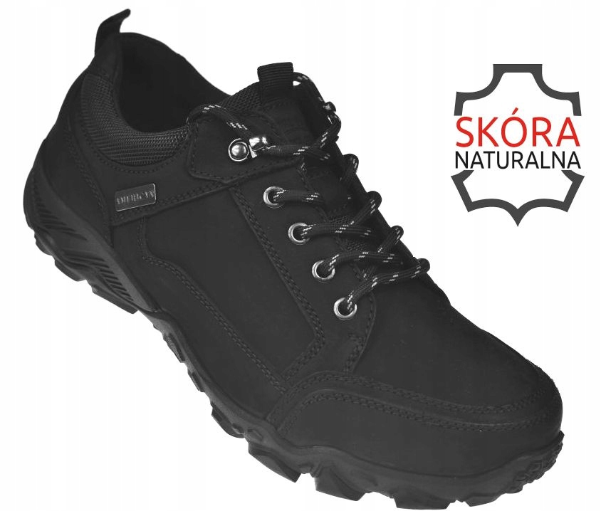 Pánské trekové boty krátké kožené polobotky CY102 Bk vel 44