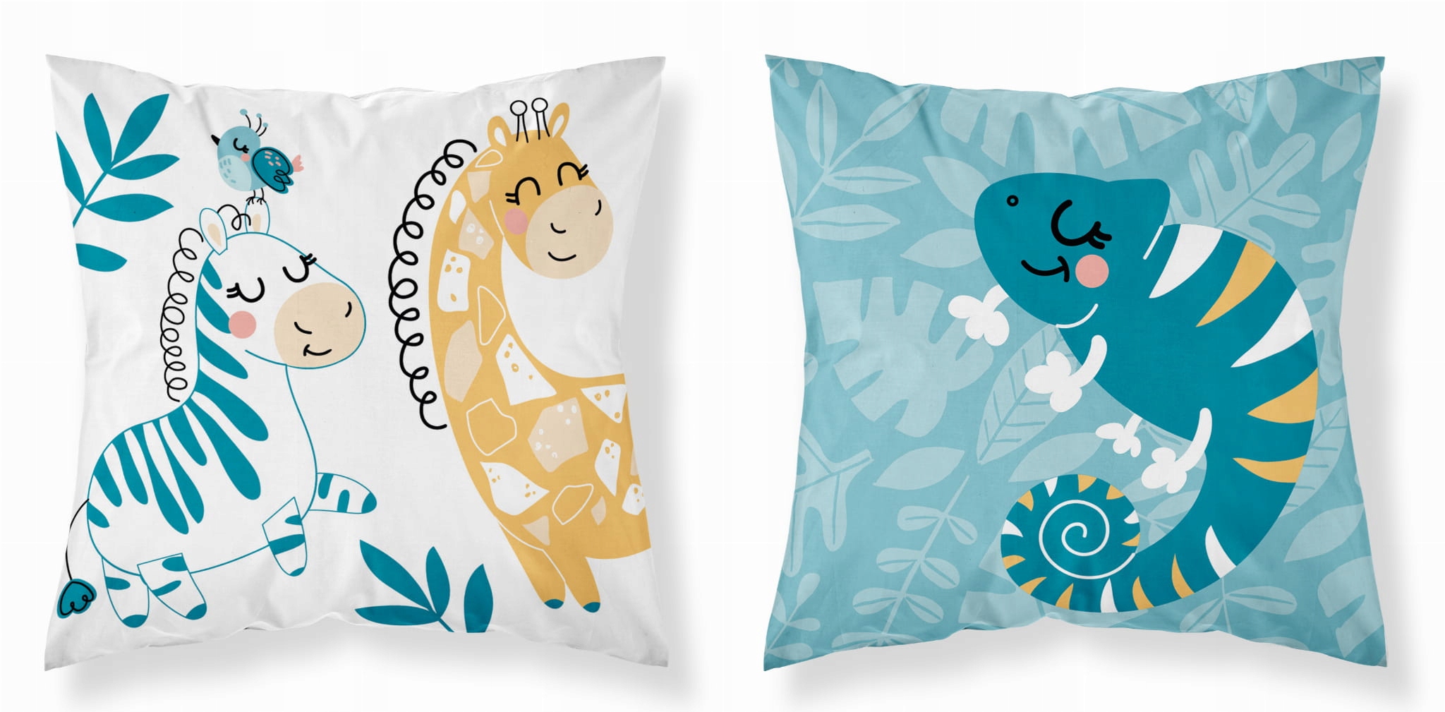 Poszewka na poduszkę 40x40 cm Wesołe Zoo Turkus