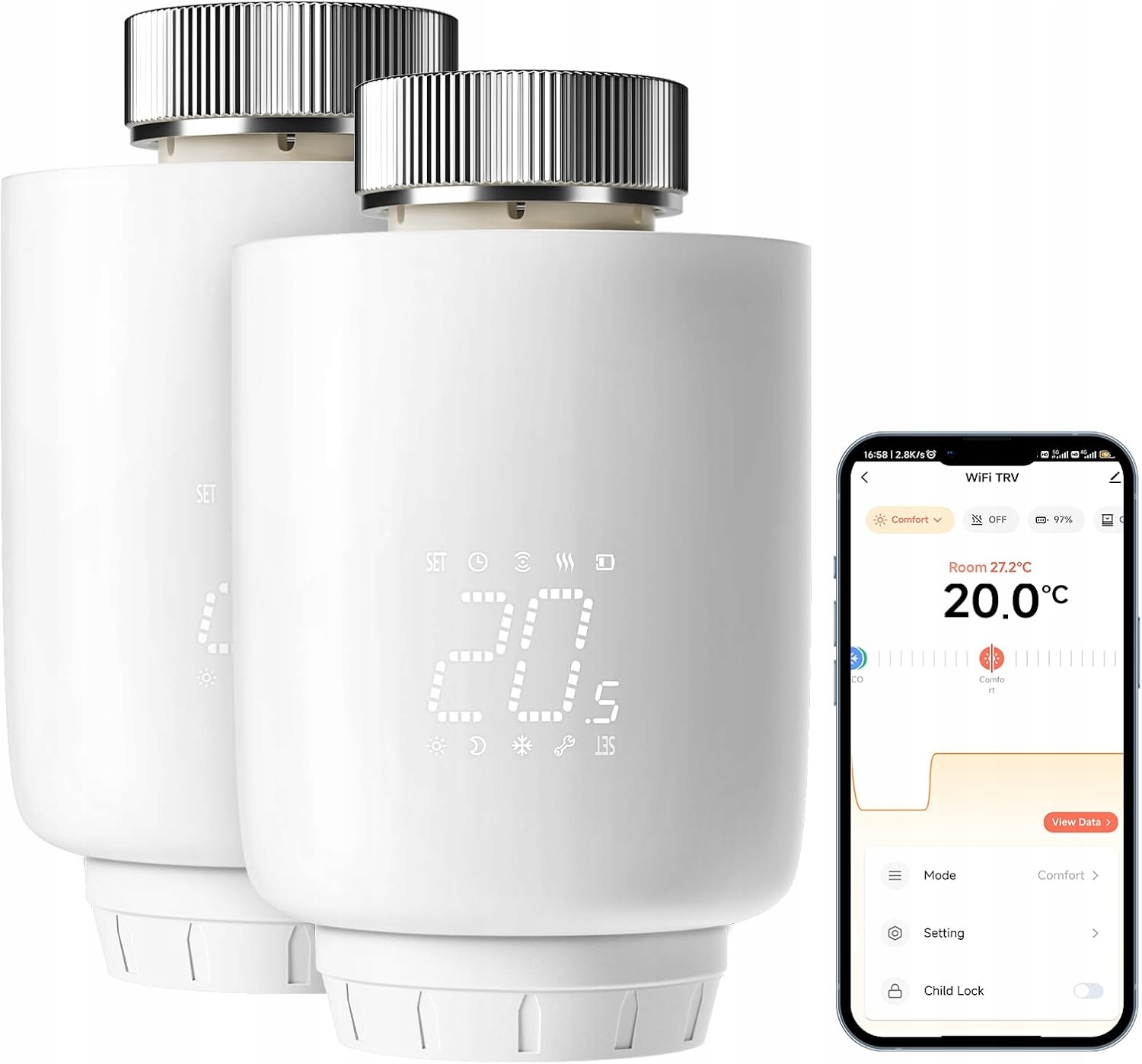 Dewenwils Inteligentna głowica termostatyczna WiFi Tuya Smart Life