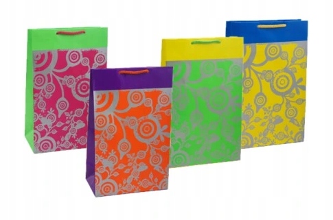 Torebka na prezenty urodzinowa FLUO + WZÓR TL2 1szt