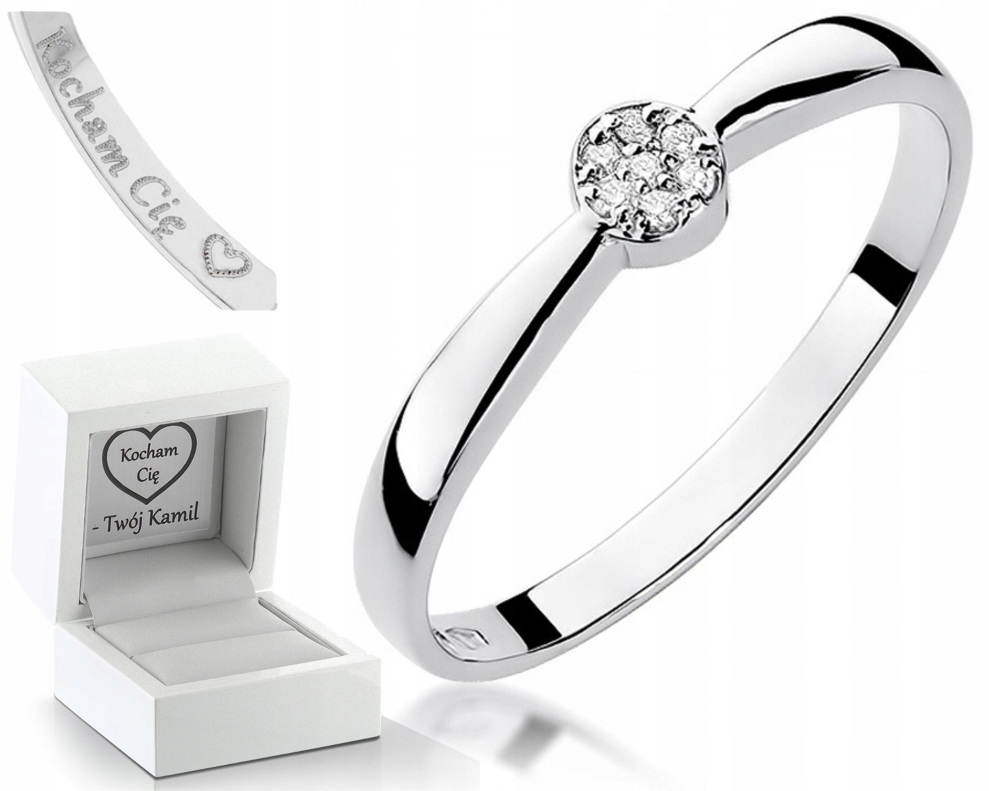 Prstýnek Briliant Bílé Zlato Gravírování Bonus 585