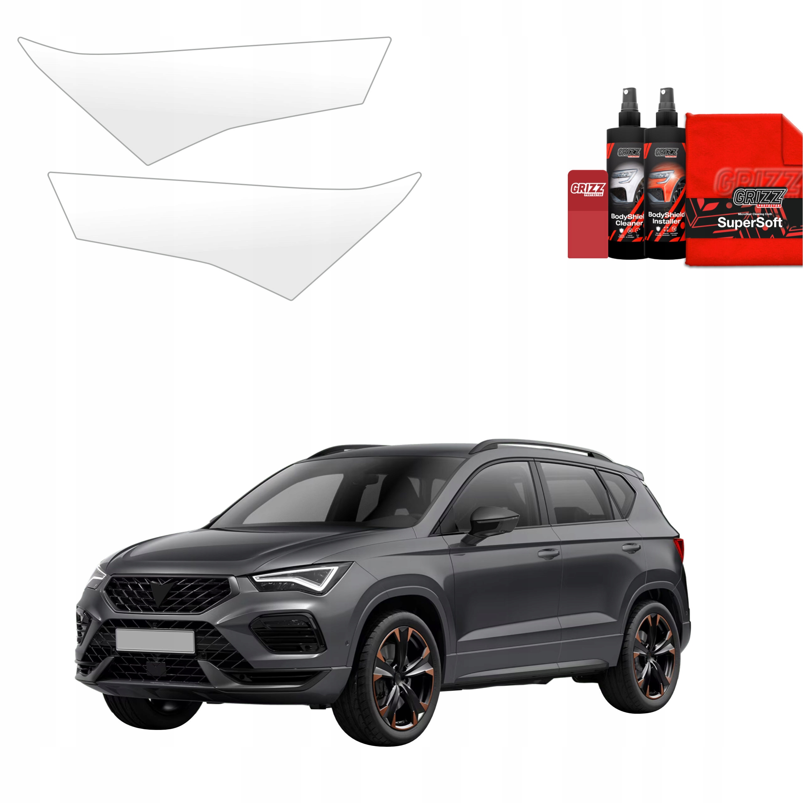 2v1 Fólie Ppf dýha na lampy pro Cupra Ateca (2020-2025) Grizz
