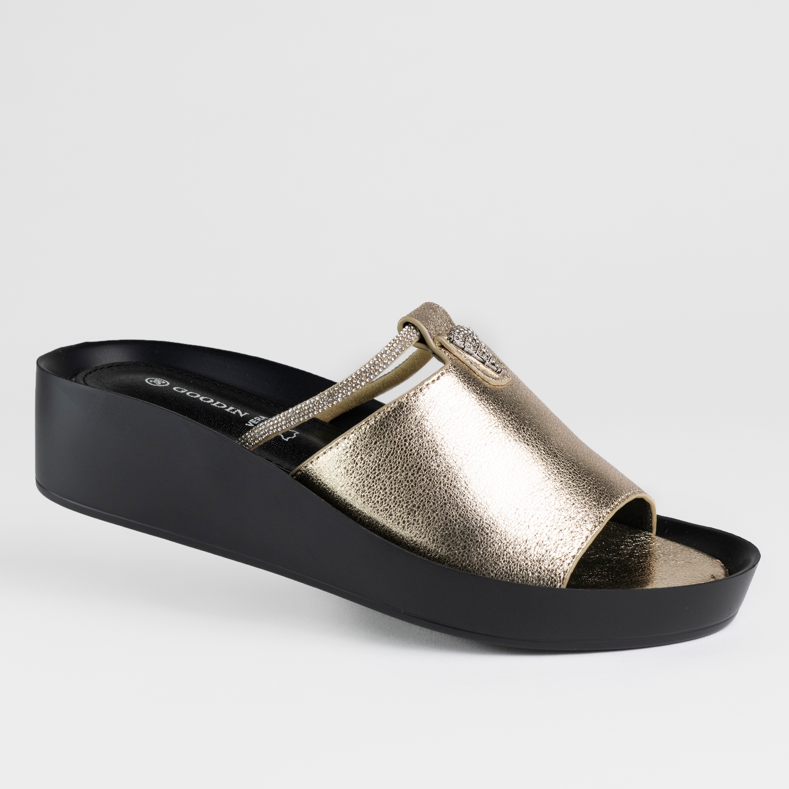 Dámské Nazouváky na volný čas, přírodní kůže, Goodin GD-FL1700, světle zlaté, velikost 36