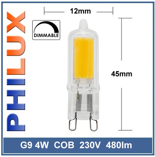 LED G9 230V 4W COB 480lm ściemnialna neutralny