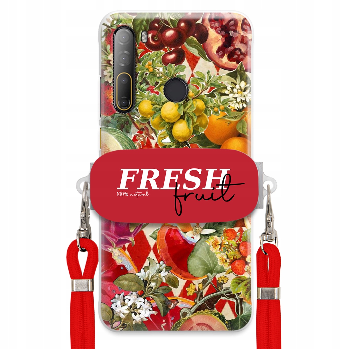 Puzdro pre Htc Desire D20 Pro Červené Crossbody vodítko držiak Fresh Fruit