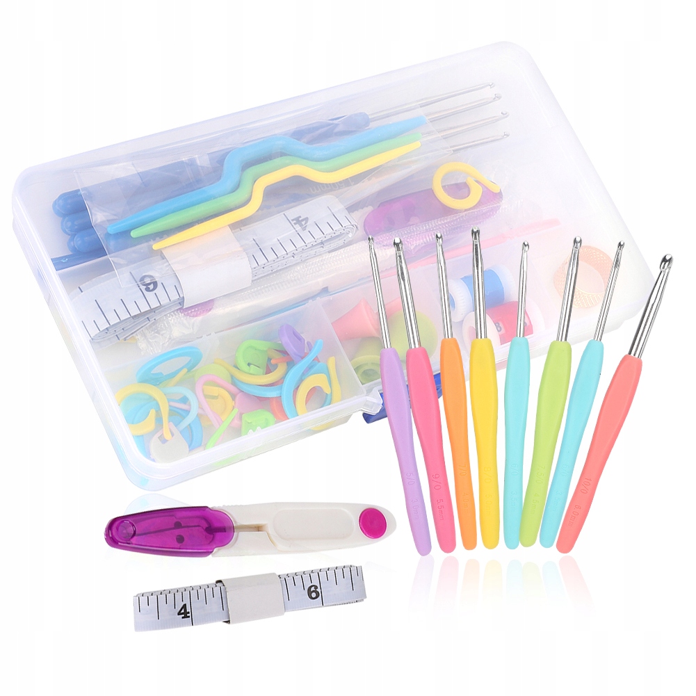 Zestaw Szydełek w Etui Szydełka z Ergonomiczną Rączką Komplet 0,6-6,5mm