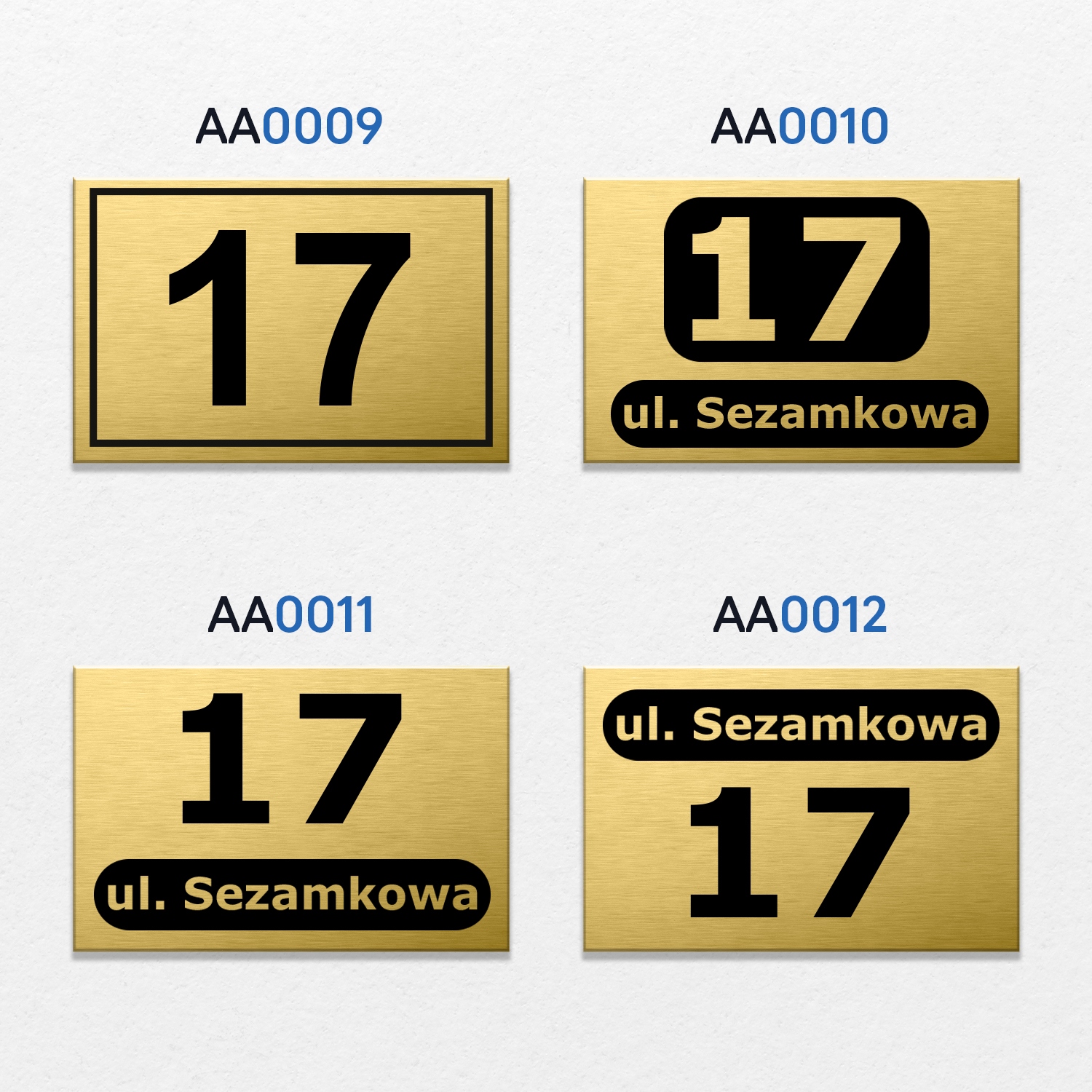 NUMER NA DOM TABLICZKA ADRESOWA Z NUMEREM DOMU 32x21 cm ZŁOTA + KOŁKI Grubość 3 mm