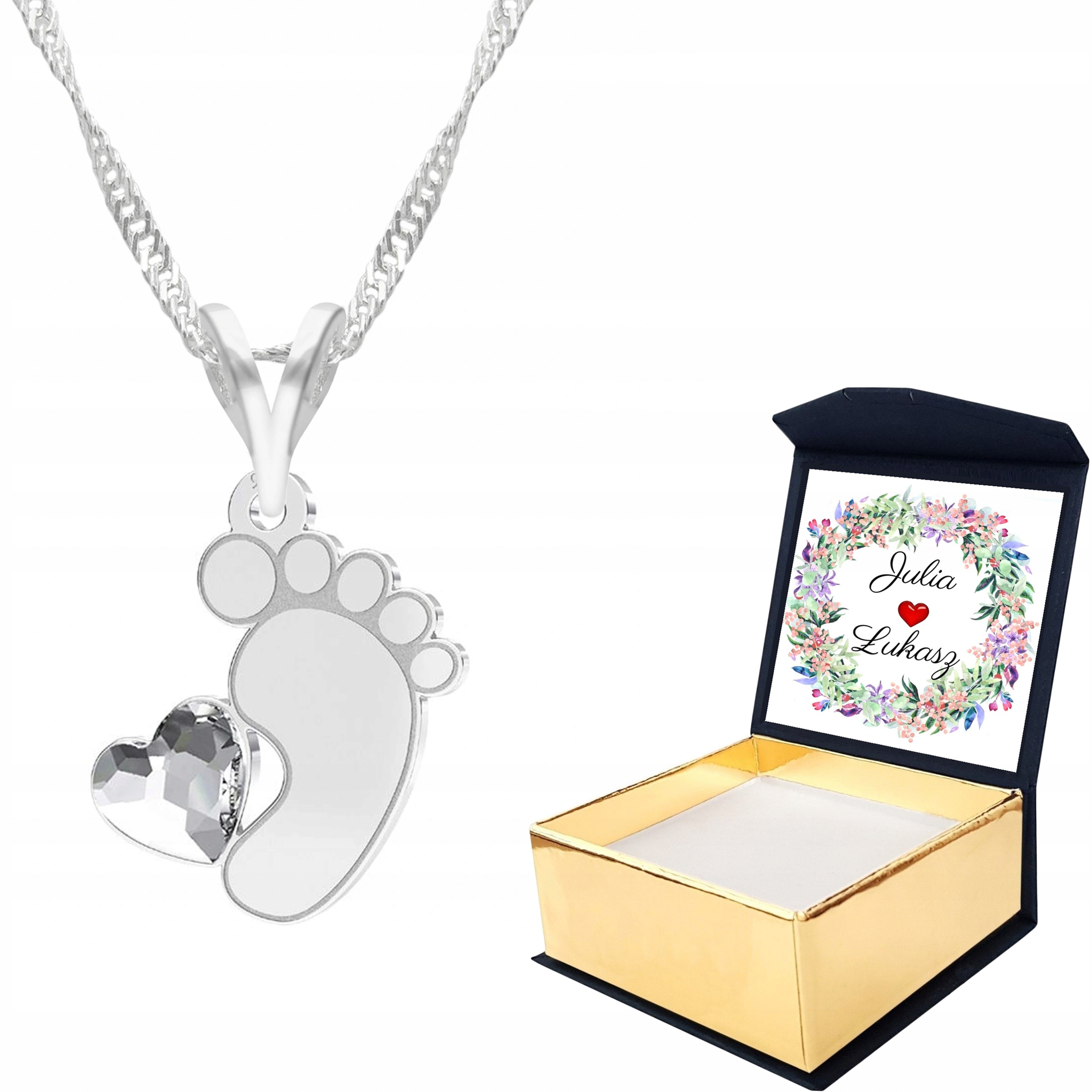 Stříbrný náhrdelník Otisk nožičky Swarovski Vlastní Potisk