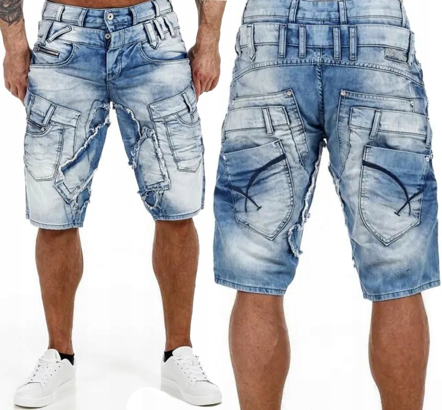 Kraťasy Cipo Baxx Džíny s prošíváním, přetíratelné