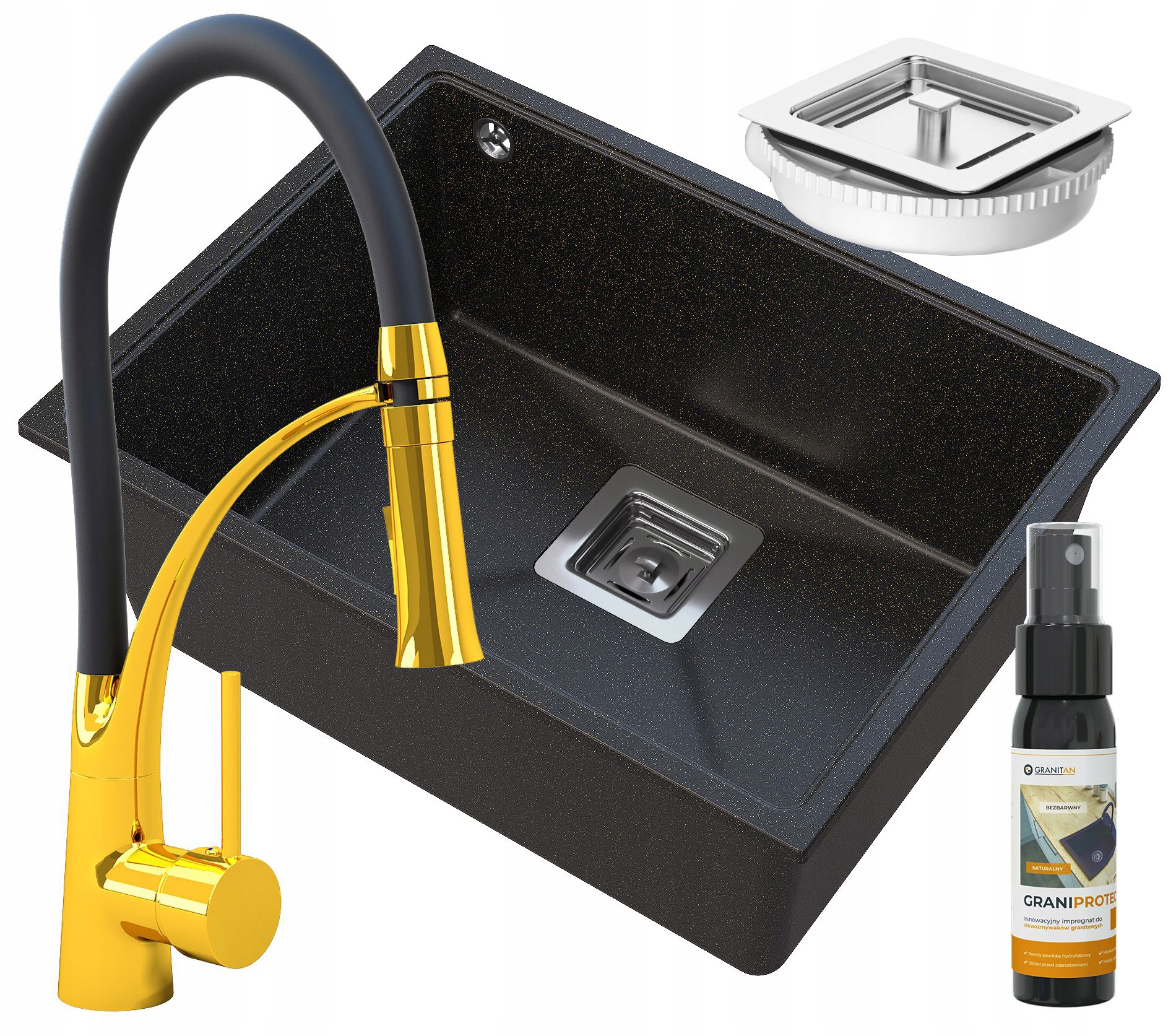 Závěsný Dřez Granit Napo Sada Zlatá