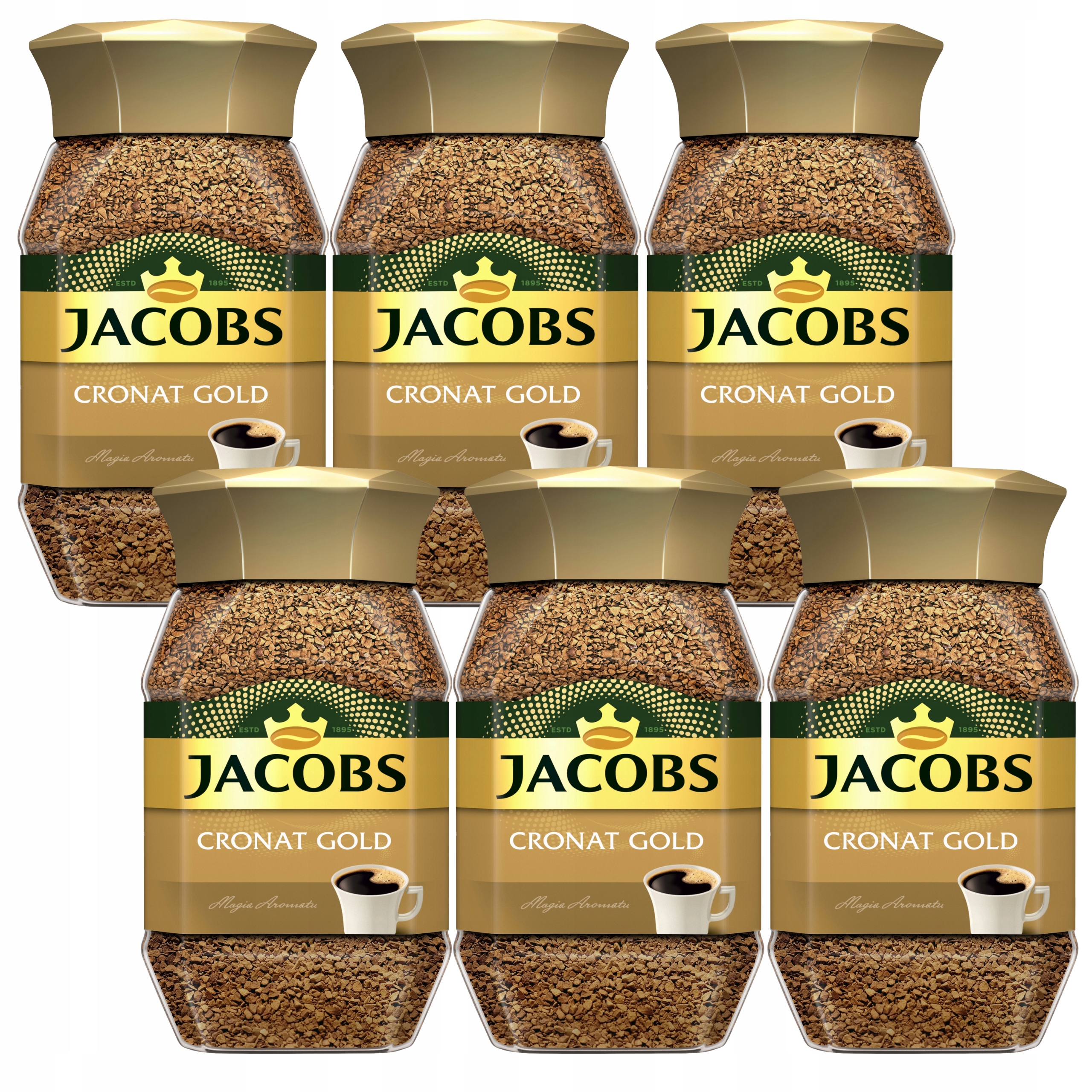 Kawa rozpuszczalna Jacobs Cronat Gold zestaw 6 x 200g Pełna Aromatu
