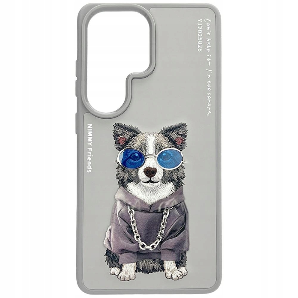 Etui Nimmy Glasses Cool Dog na Samsung Galaxy S26 Ultra szare Nimmy