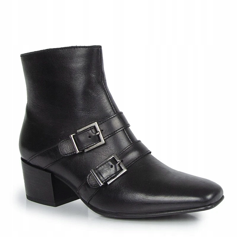 Simen 4023A Kotníkové Boty Klocek Kůže Lico Černé 37