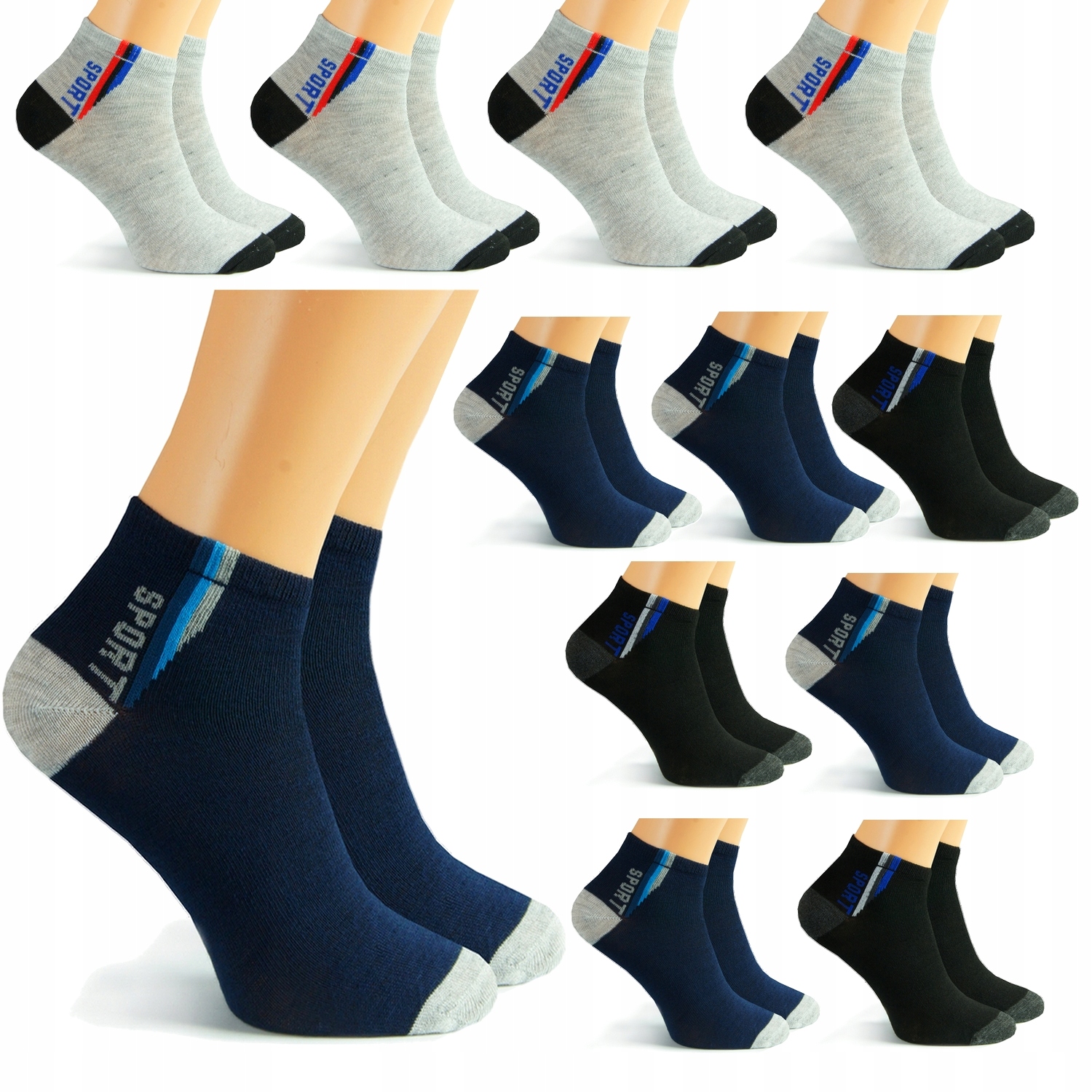 

12 x Stopki Bawełniane Męskie Nowe Wzory 43-46