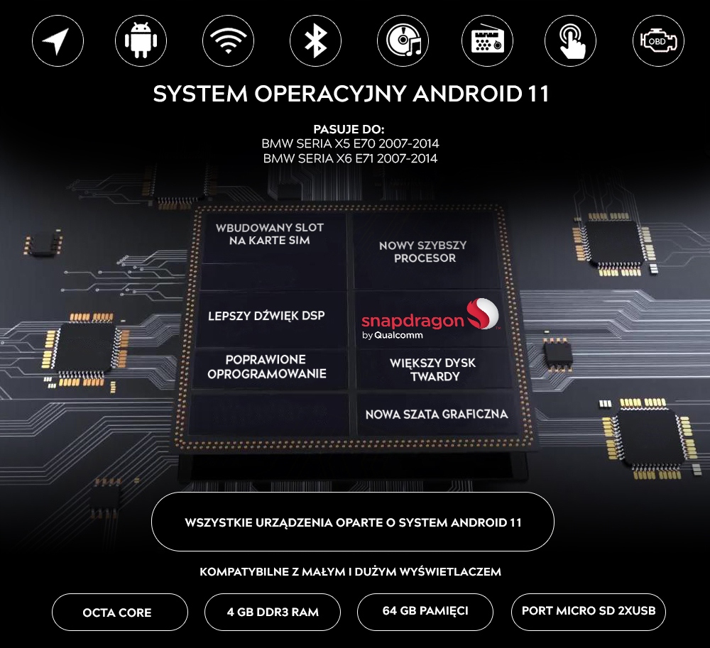 RADIO NAWIGACJA ANDROID 13 BMW X5 E70 / X6 E71 Marka inna