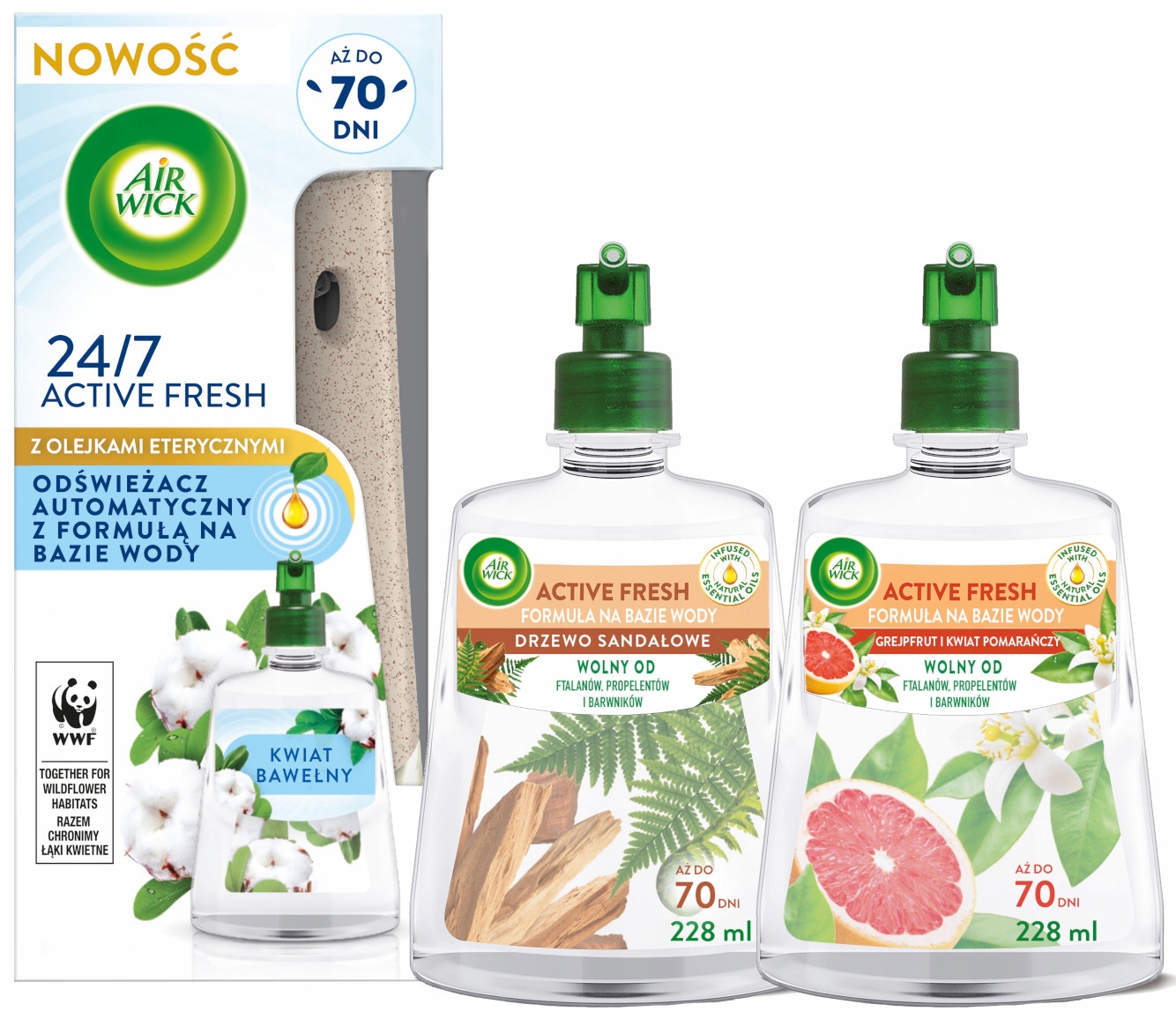 Levně Sada Air Wick Active Fresh Osvěžovač Květ Bavlny sada 3 náplně