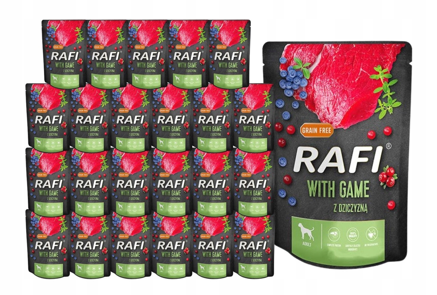 Levně Rafi vlhké krmivo se zvěřinou 24x300g Bez Obilí Dolina Noteci