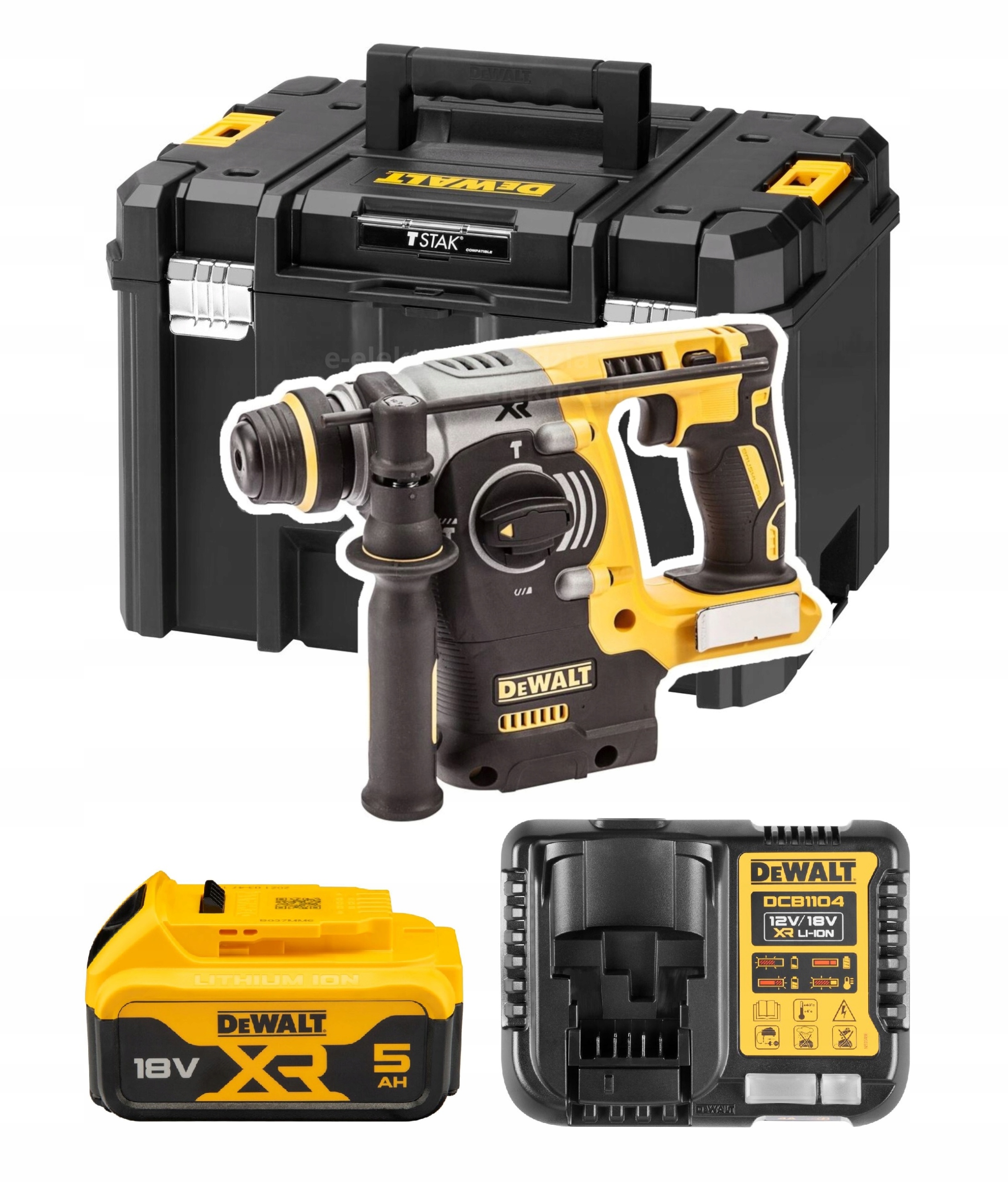 Młotowiertarka DeWalt 18V 2,1J 1x5Ah DCH273 Szybka ładowarka Walizka Tstak