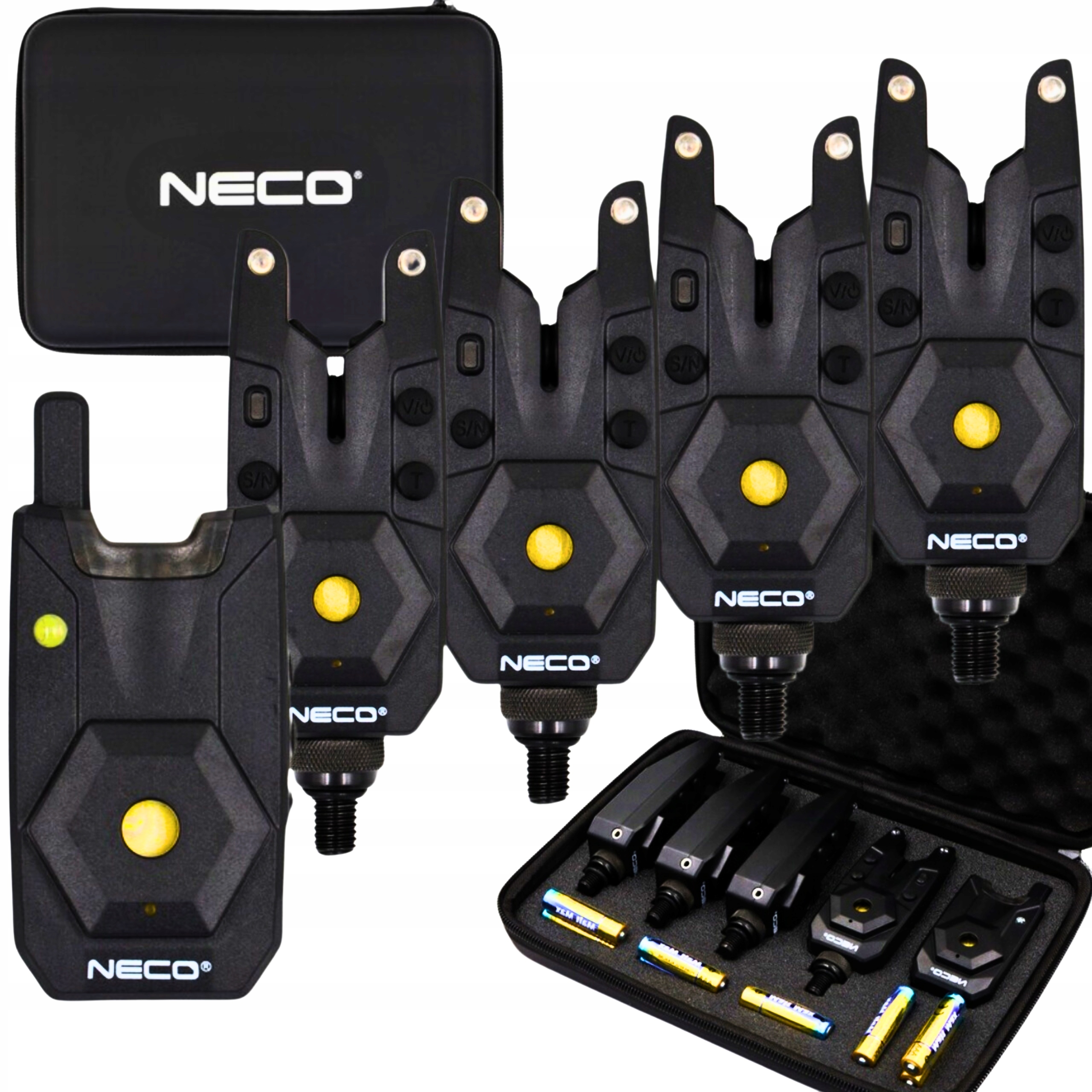 Zestaw Sygnalizatorów Brań z Centralką 4+1 Neco Base-X 104 Baterie