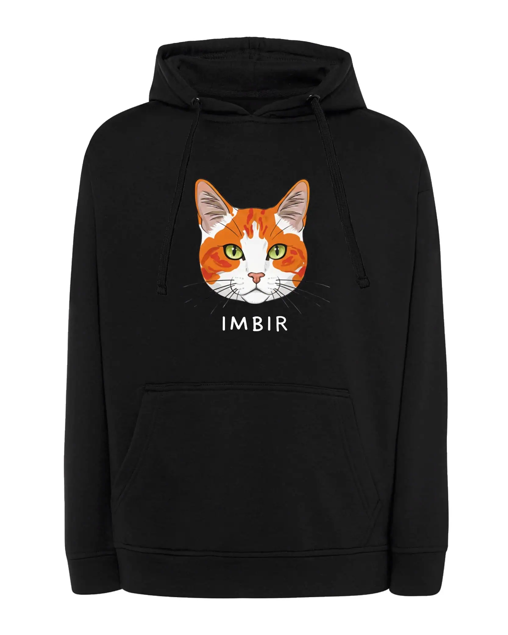 Mikina s kapucí Střešní taška Rudo Bílá Personalizovaná Kočka Černá L