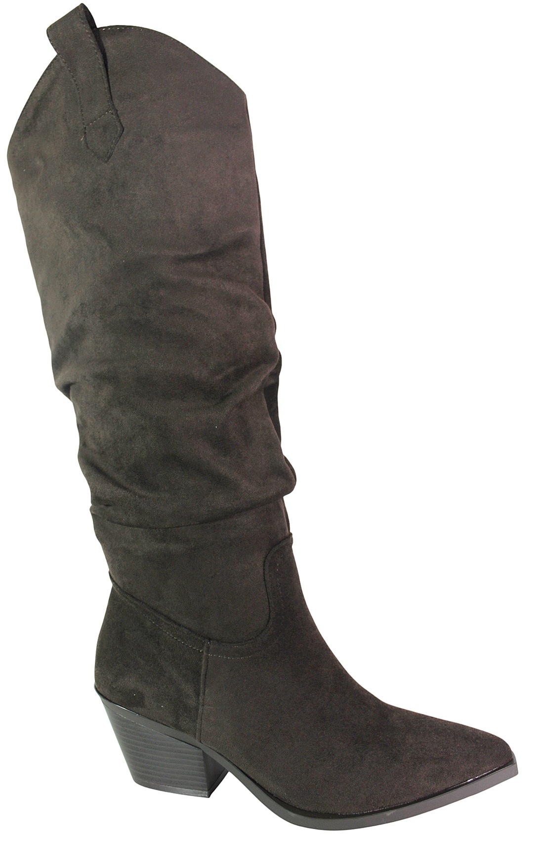 Dámské kozačky Ideal Shoes 2589A Hnědé Semišové Čokoládové 39
