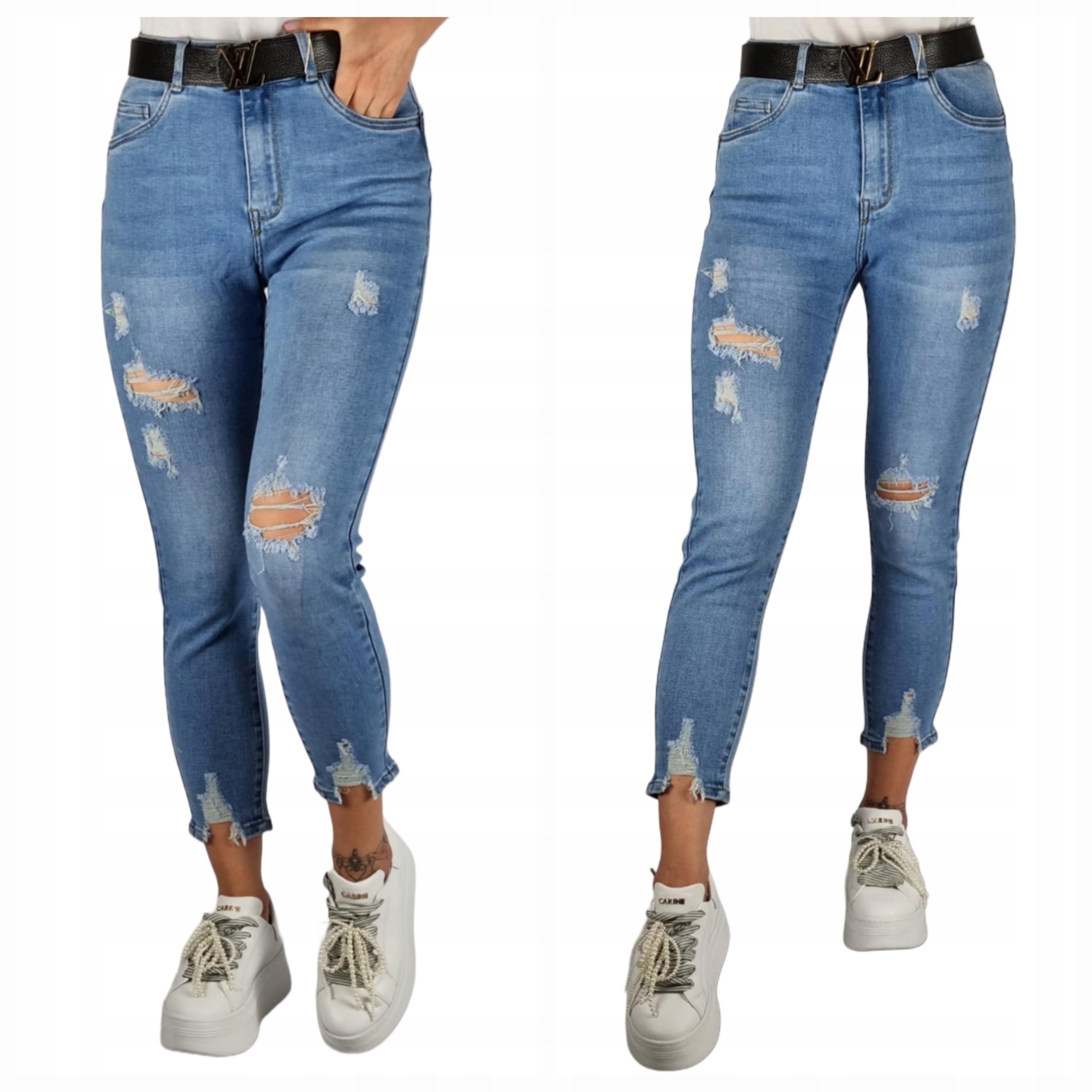 Spodnie Jeansowe Z Dziurami 7/8 Rozmiar 40/L